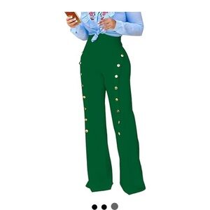 Women's Green High Waisted Bootcut Pants